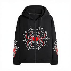 Sudadera con capucha con cremallera Y2K con estampado de araña, logo frontal, para hombre y mujer, estilo oversize, streetwear vintage, tops de invierno - Product Image 1