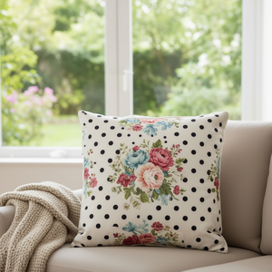 14x14 Inch Soft Floral and Polka Dot Filled Square <b>Throw</b> Pillow Home Hotel Cushion for Floor Use - Product Image 2