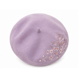 Elegant Merino Wool <b>Beret</b> Hat Warm Breathable Felt <b>Beret</b> with Modern Embroidery for Seasonal Fashion Wear - Product Image 2