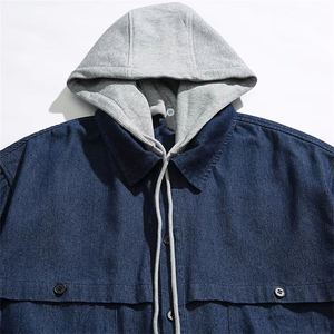 Sudadera con Capucha de Mezclilla Corta Personalizada, Estilo Vintage Lavado, Hombros Caídos, Unisex, Chaqueta de Moda Urbana - Product Image 6