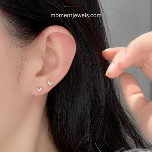 Rhodium Plated 925 Sterling <b>Silver</b> Moissanite <b>Stud</b> Earrings for Women V Shape Moissanite Ear <b>Studs</b> Claw Setting Simple Style - Product Image 5