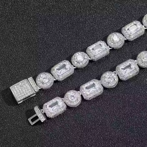 Collier Tennis Élégant en Moissanite Taille Émeraude, Bijou Hip Hop de Luxe pour Hommes et Femmes, Cadeau d'Anniversaire - Product Image 6