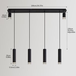 Lampadario a sospensione Angelina a 6 luci nero opaco per isola cucina, lampada a sospensione elegante (lampadina non inclusa) - Product Image 2
