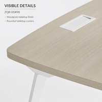 Table de conférence en bois grainé 1800 mm avec coins arrondis et pieds en acier blancs pour mobilier de bureau moderne