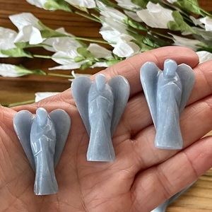 รูปแกะสลักเทวดาจากแองเจลไลต์ธรรมชาติ ขัดเงาด้วยมือ คริสตัลสีน้ำเงิน สำหรับการทำสมาธิ เรกิ จักระ การบำบัดทางจิตวิญญาณ และการตกแต่ง - Product Image 3