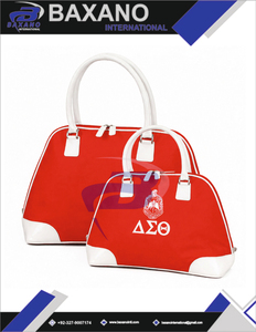 Delta Sigma Theta DST Sorority Women's <b>Canvas</b> Zipper <b>Handbag</b> with Greek Letters Custom Logo Design Laptop Storage for Daily Use - Product Image 4