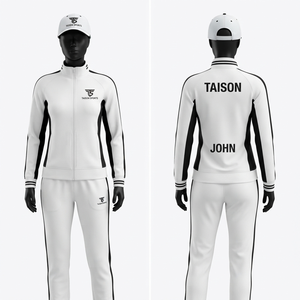 Chándal de Netball Premium de Poliéster Interlock de 280 GSM, Blanco con Paneles en Contraste Negro, Bordado Personalizado - Product Image 1