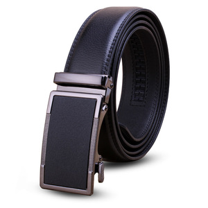 Cinturón de Cuero Automático con Hebilla Rectangular Negra Sólida, Formal para Hombre, de Cuero Vacuno Genuino, Duradero, Moldeado en una Sola Pieza - Product Image 4