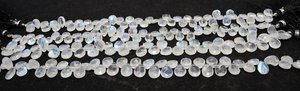 Perles de pierre de lune arc-en-ciel naturelle blanche facettées en forme de poire 7x10 MM, pierres de lune en forme de poire briolette, 8 pouces, perles de pierres précieuses pour bijoux - Product Image 2