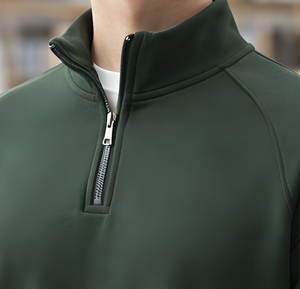 Sweat-shirt streetwear personnalisé à demi-zip en molleton de coton épais 420 GSM, coupe oversize, pull d'hiver, fabrication OEM - Product Image 3