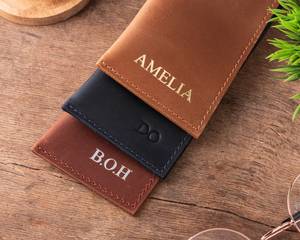 Sleek Classic Luxury Genuine Leather <b>Glasses</b> Holder Lightweight <b>Water</b> Resistant Travel Eyewear Sleeve Multi-Functional LGC-0045 - Product Image 4