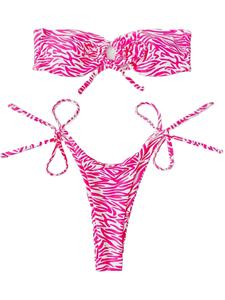 Conjunto de Bikini Bandeau con Estampado de Cebra para Niñas al por Mayor, Traje de Baño de Dos Piezas sin Tirantes Personalizado, Transpirable, de Secado Rápido, Ecológico, OEM, ODM - Product Image 6