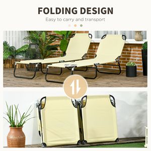 Set di 2 Sdraio Pieghevoli con Telaio in Alluminio, 5 Livelli di Reclinazione, Sedie da Piscina per Esterni, Lettini Prendisole con Telaio in Acciaio per Spiaggia e Giardino - Product Image 5