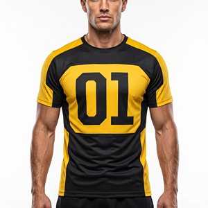 เสื้อเจอร์ซีย์นักมวยชายขายส่งพร้อมโลโก้ เสื้อเจอร์ซีย์ออกกำลังกายสำหรับผู้ชาย แห้งเร็ว ผลิตจากโพลีเอสเตอร์ 100% - Product Image 1