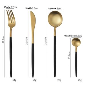 Juego de cubiertos de acero inoxidable negro dorado para 4 personas, 16 piezas, acabado espejo, juego de cubiertos de lujo para mesa de comedor, hotel, cafetería - Product Image 3