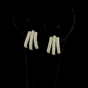 Lab Grown Diamond Triple <b>Row</b> Drop Stud Earrings 10K 14K 18K Gold 925 935 Silver Wedding Engagement Rhodium Plated Modern Fine - Product Image 1