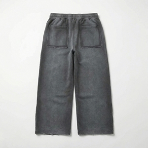 Wholesale Washed Charcoal Raw Edge Sweat pant| Relaxed <b>Cargo</b> Style Joggers Oversized Patch Pocket| OEM Streetwear Loungewear - Product Image 2