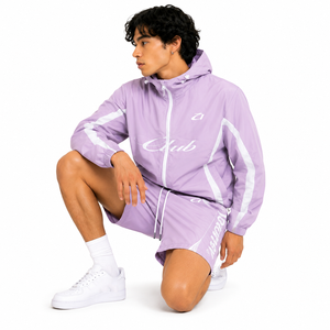 Ensemble de survêtement sportif unisexe IDREESANDSONS, violet, à capuche, manches longues, séchage rapide, polyester, streetwear, shorts, poches latérales, automne - Product Image 5