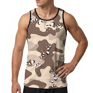 Men's OEM Wholesale Price Tank Tops Breathable <b>Polyester</b> Spandex Athletic Wear Custom Camo Printed Sleeveless Tank Tops For Men - Product Image 2