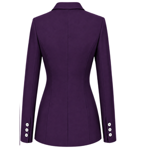 Blazer sur mesure violet foncé pour femme, croisé, coupe ajustée, manches longues, veste de costume formelle pour le bureau et les affaires, personnalisable - Product Image 2