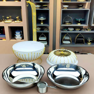 Luxury Round Lattice Chafing Dish Stainless Steel <b>Buffet</b> Food Warmer Ornate Gold White Black Catering <b>Server</b> for Hotel - Product Image 4