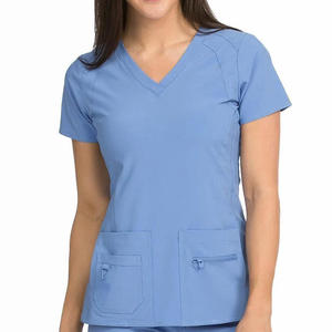 High Quality V Neck Women s Nurse Uniform Jersey Fabric Breathable Summer Hospital <b>Scrubs</b> Customizable <b>Tops</b> For Women - Product Image 6