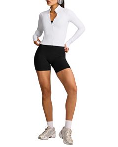 Chaqueta Deportiva Ligera para Mujer, Corte Ajustado, Cierre Completo, para Correr, con Orificios para Pulgares, Cuello Alto, Transpirable, Resistente al Agua, para Gimnasio - Product Image 3