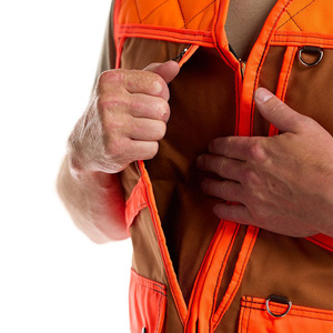 Gilet de pêche imperméable pour homme, couleur orange, avec impression personnalisée, fermeture éclair, doublure respirante et plusieurs poches, OEM - Product Image 3