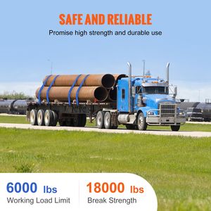 Cinghie per verricello 4 pollici x 30 piedi, capacità di carico 6000 libbre, resistenza alla rottura 18000 libbre, gancio piatto, cinghie per camion per il controllo del carico, accessori - Product Image 5