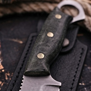 Couteau de chasse et d'extérieur EDC à lame fixe en acier forgé à la main, manche en Micarta, anneau de maintien, vente en gros, OEM, fabricant sur mesure - Product Image 4
