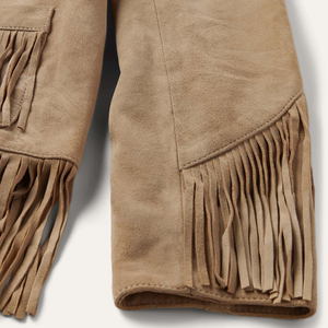 <b>Men</b> Genuine <b>Suede</b> Leather Fringe <b>Jacket</b> Tan Western Cowboy Biker Vintage Custom <b>Jacket</b> - Product Image 3