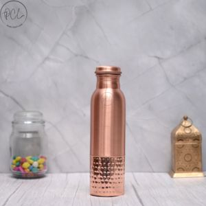 Popular Pure Copper Water Bottle with Embossed Handcrafted Design Reusable Drinking Flask for Modern Living - Product Image 1