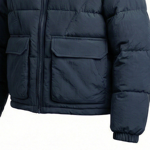 Veste matelassée isolante en toile à capuche pour homme, chaude, imperméable, coupe-vent, décontractée, pour l'extérieur, avec logo frontal, OEM - Product Image 4