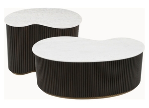 Modern Eco-Friendly Marble Top <b>Coffee</b> <b>Table</b> <b>Set</b> with Wood Frame <b>Nesting</b> Design for Living Room and Hotel Furniture - Product Image 3
