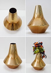 Fancy Hot Aluminum Hammered Texture Rose Gold Color Hot Selling Fancy Modern Flower <b>Vase</b> <b>Unique</b> Style Fancy Wedding Flower <b>Vase</b> - Product Image 5