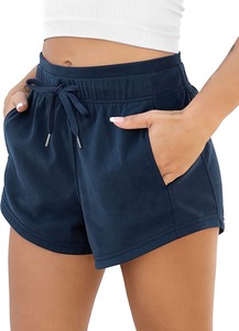 Shorts en coton French Terry pour femmes, avec cordon de serrage et poches, pour l'été et les activités décontractées. - Product Image 4