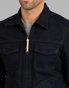 Chaqueta vaquera azul oscuro para hombre 2026 al por mayor, corte regular, color liso, cierre de cremallera, estilo casual de otoño, detalles de costuras, bolsillos - Product Image 3