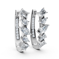 Boucles d'oreilles créoles multi-formes en moissanite avec grappe de feuilles pour femme, en argent sterling 925, bijoux fins de luxe pour mariage, vente en gros