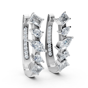 Multi Shape Moissanite Leaf Cluster <b>Hoop</b> <b>Earrings</b> <b>for</b> <b>Women</b> Wholesale 925 Sterling <b>Silver</b> Luxury Wedding Bridal Fine Jewelry - Product Image 4