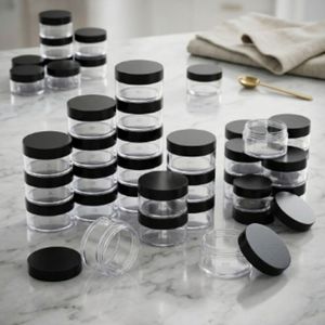 Round PET <b>Plastic</b> 8 oz Wide Mouth <b>Plastic</b> <b>Jars</b> with Lids Clear Body Black Screw Top Lid for Candy, Gummies and Food Storage - Product Image 3