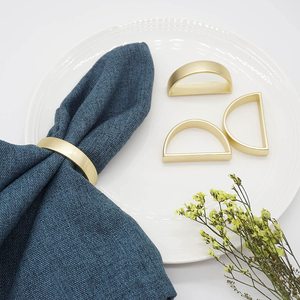 Modern Brass Napkin Ring <b>Semi</b>-<b>Circle</b> 1.88 Inch Wide Durable <b>Table</b> Accessory Event Supplies Customizable Designs - Product Image 5