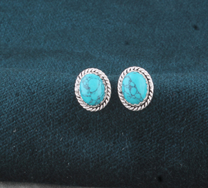 Boucles d'oreilles pendantes ovales en jade violet serties de bordure en argent sterling 925, style bohème western vintage de luxe du sud-ouest - Product Image 3