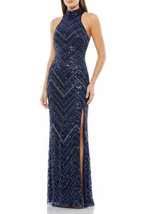Robe de soirée sirène longue à col montant sans manches avec broderie personnalisée, robe de soirée de mariage ou de fête à sequins, fabrication OEM - Product Image 4