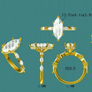 Bague de fiançailles et de mariage classique en or 14 carats 2 carats avec diamant de laboratoire taille marquise certifié IGI – Cadeau idéal pour les fêtes - Product Image 1