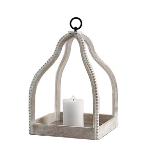 Customize Newly Prepared 2024 Design High Quality Decorative Wooden <b>Lantern</b> White Wash Patina - Product Image 1