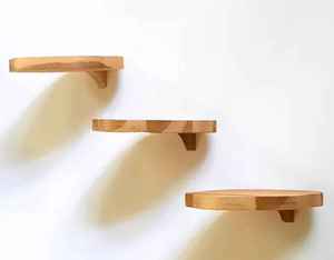 Rustic Corner Wooden Floating Shelf Set Wall Mount Elegant Radial Round Storage Ledge Plant Display Organizer Rack Pair - Product Image 6