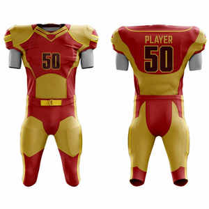 Maillot de football américain rouge et or pour homme, taille 50, sublimé, anti-humidité, ajusté, manches courtes, toutes saisons, vêtements de sport pour adultes - Product Image 2