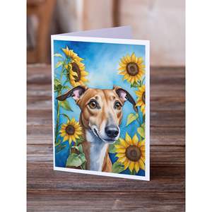 Whimsical Greyhound in Sunflowers A7 Tamaño 5x7 Tarjetas de notas en blanco Paquete de 8 con sobres para saludos - Product Image 2
