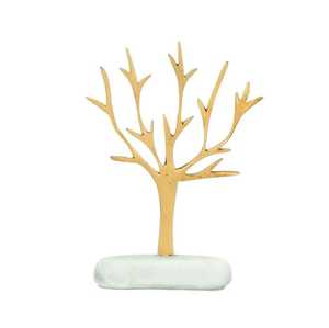 Nordic Gold Metal <b>Tree</b> of Life Sculpture Hollow Out Bodhi Leaf Silhouette Figurine Elegant <b>Tabletop</b> Centerpiece Round Base - Product Image 6