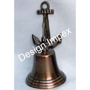 Campana Decorativa de Latón Antigua para Montar en la Pared, Diseño de Ancla de Barco, Estilo Vintage, Artesanía Metálica - Product Image 1